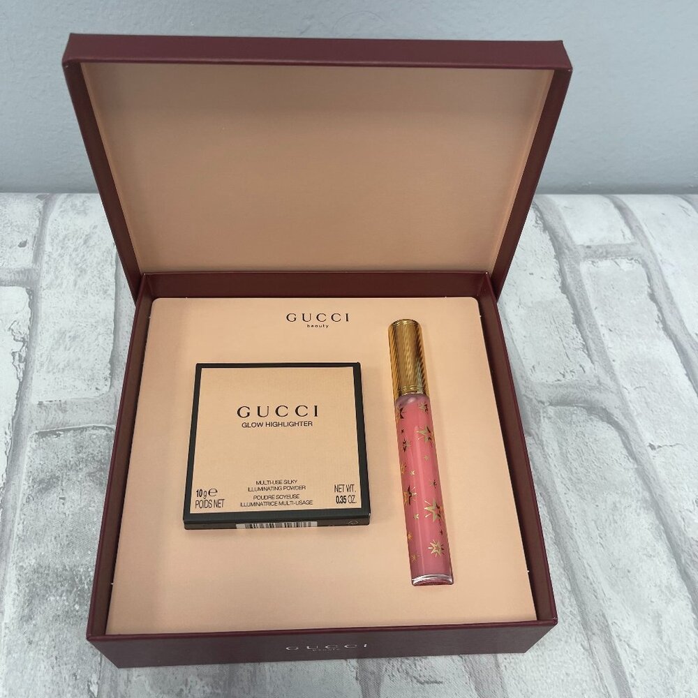 Gucci 2-Pc. Opal Pink Glow Highlighter & Bertha Pink Lip Gloss Gift Set - New